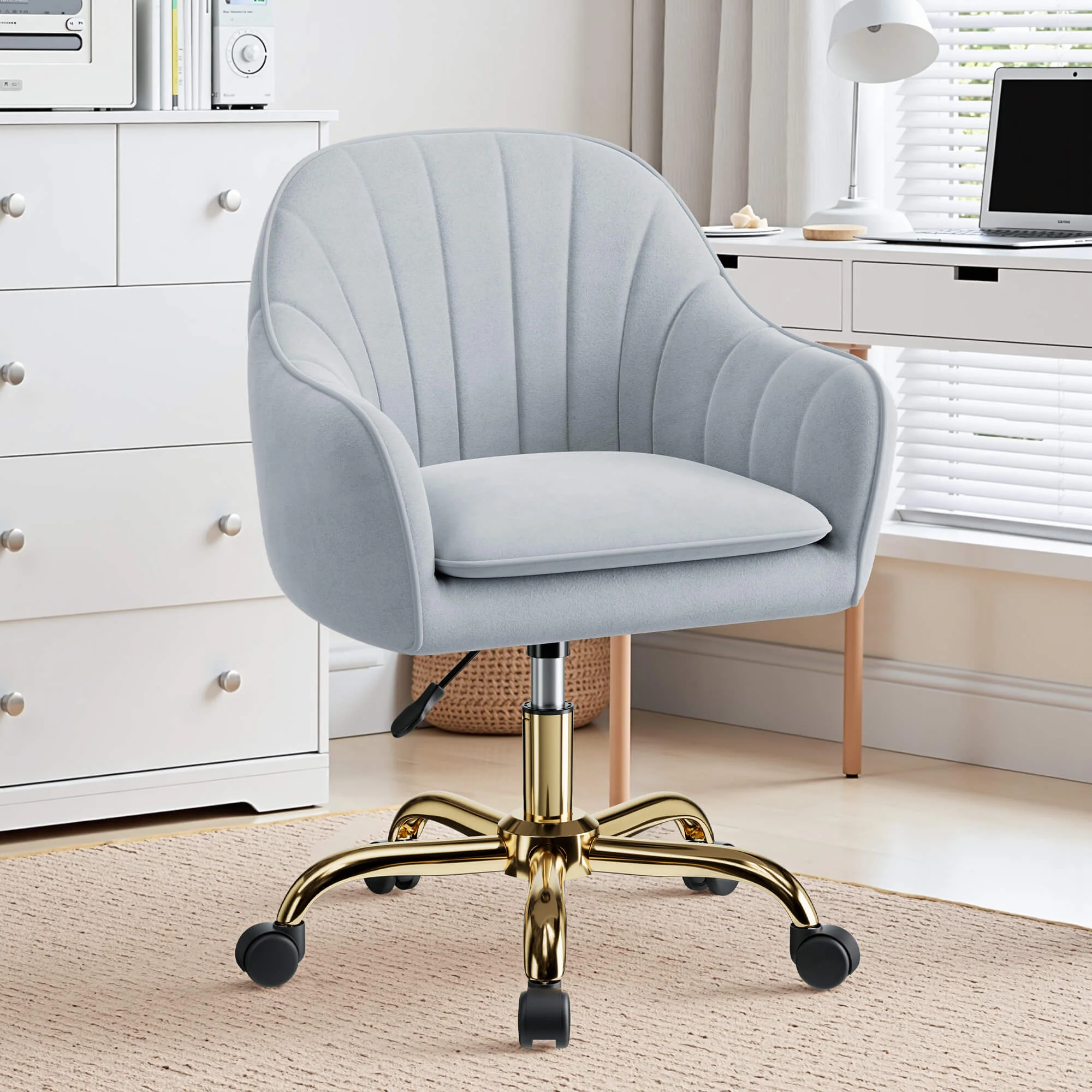 Modern Vanity Chair with Adjustable Height and Comfy Back Support - Image 4