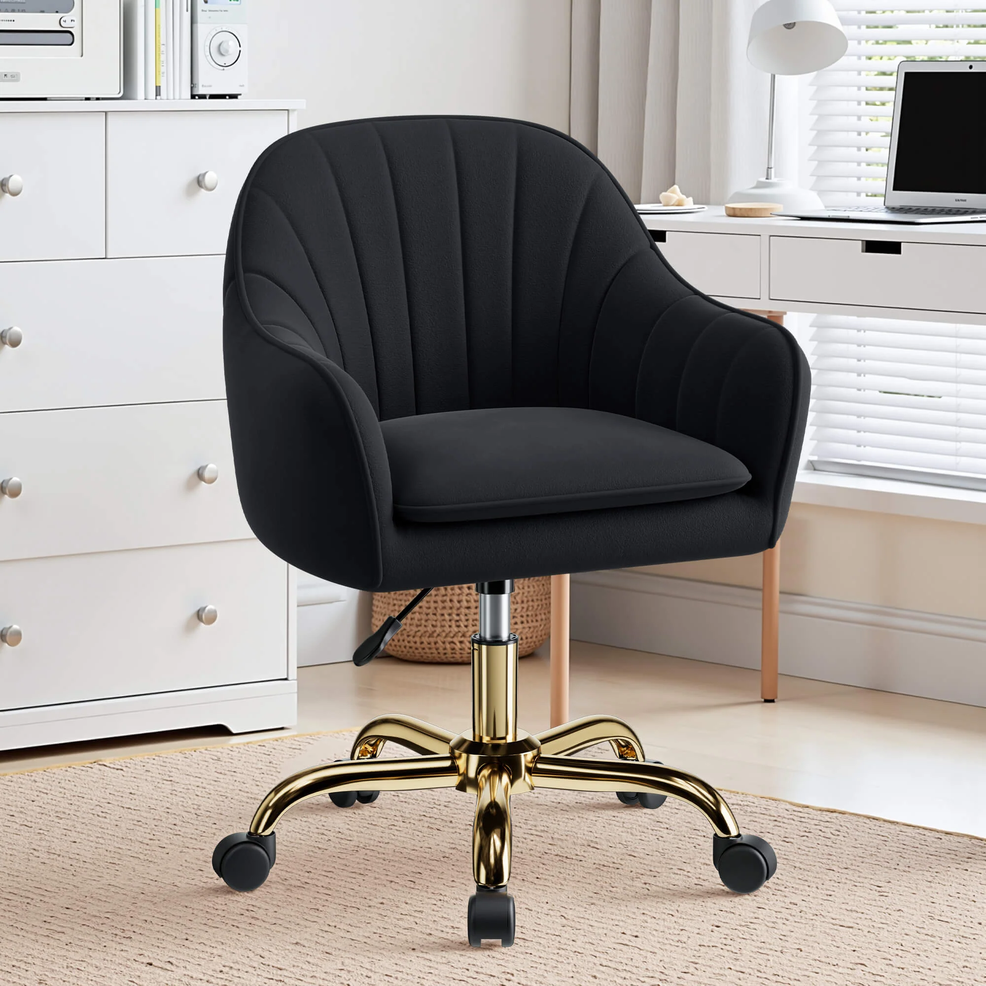 Modern Vanity Chair with Adjustable Height and Comfy Back Support - Image 5