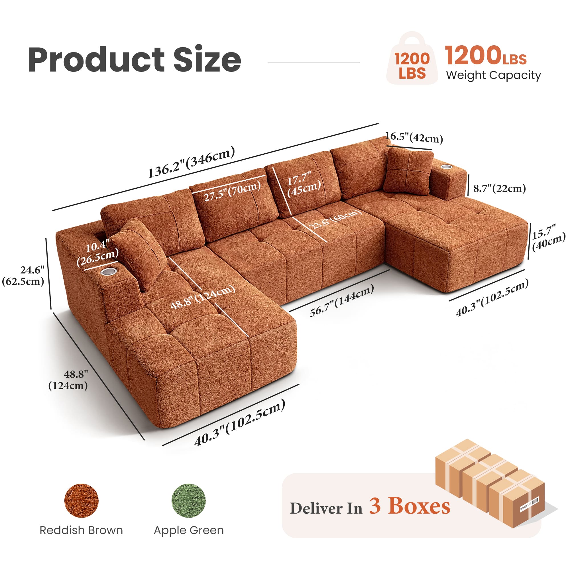 Modular Oversized U-Shaped Deep Seating Sectional Sofa - Image 10