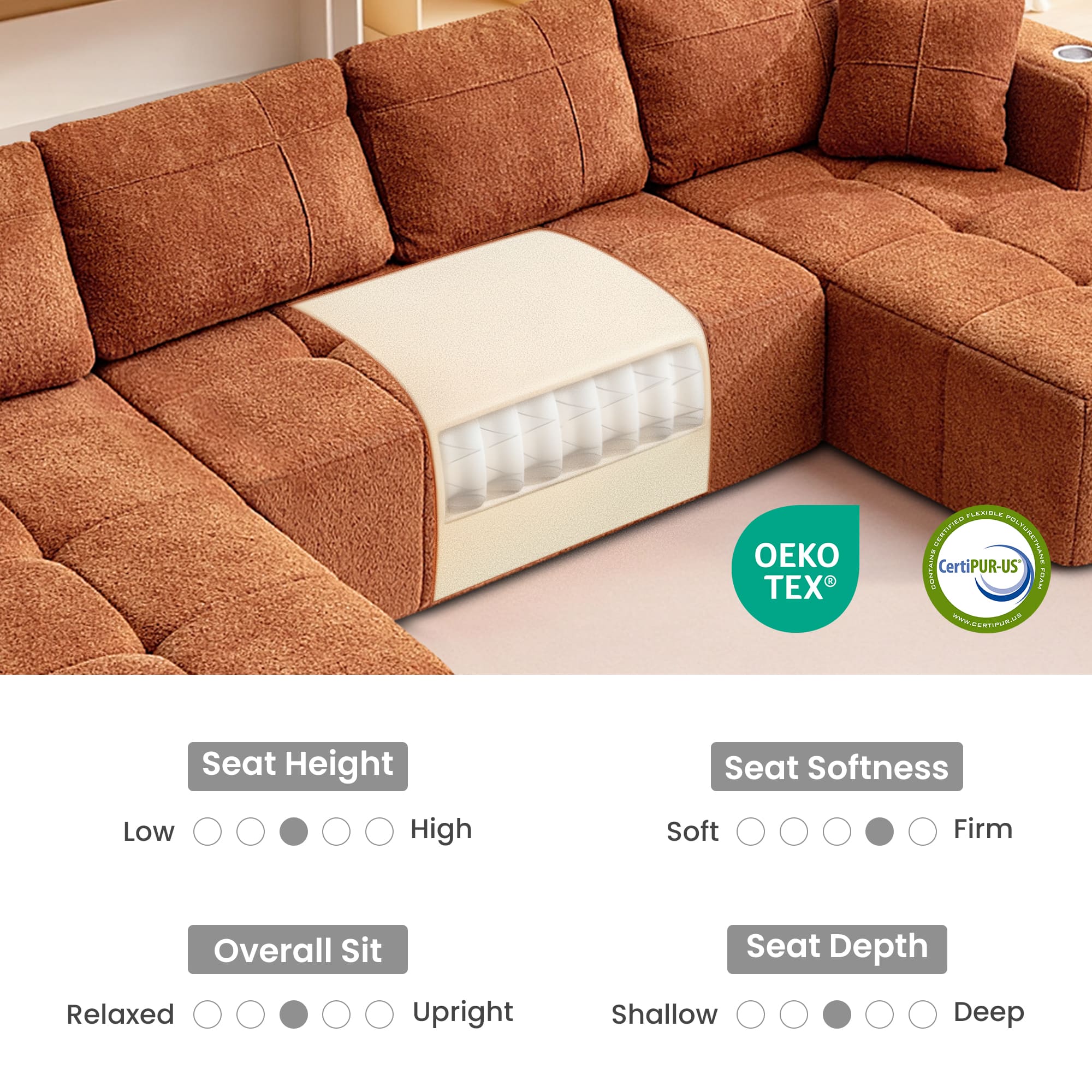 Modular Oversized U-Shaped Deep Seating Sectional Sofa - Image 5