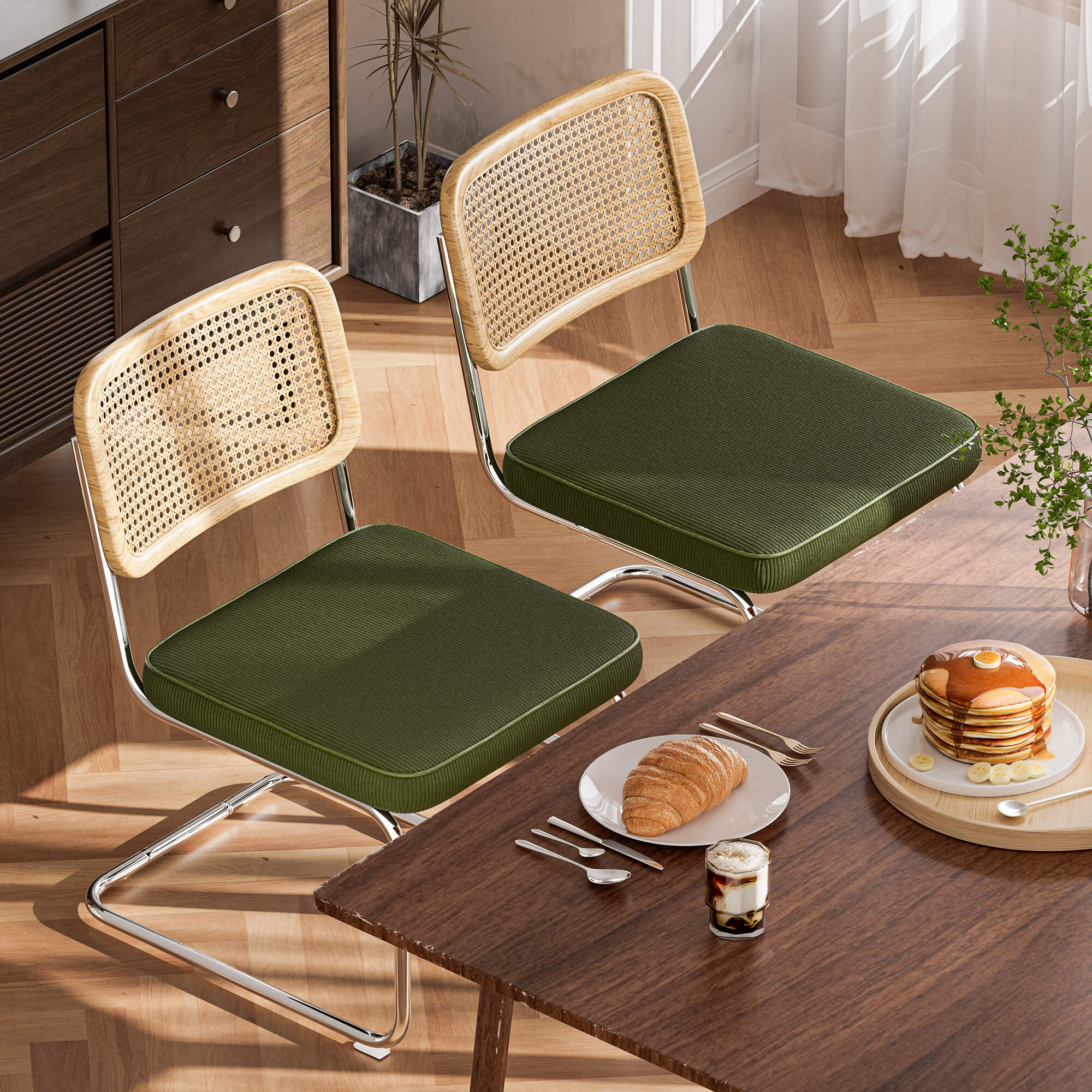 Natural Rattan Dining Chairs Set of 2 - Image 6