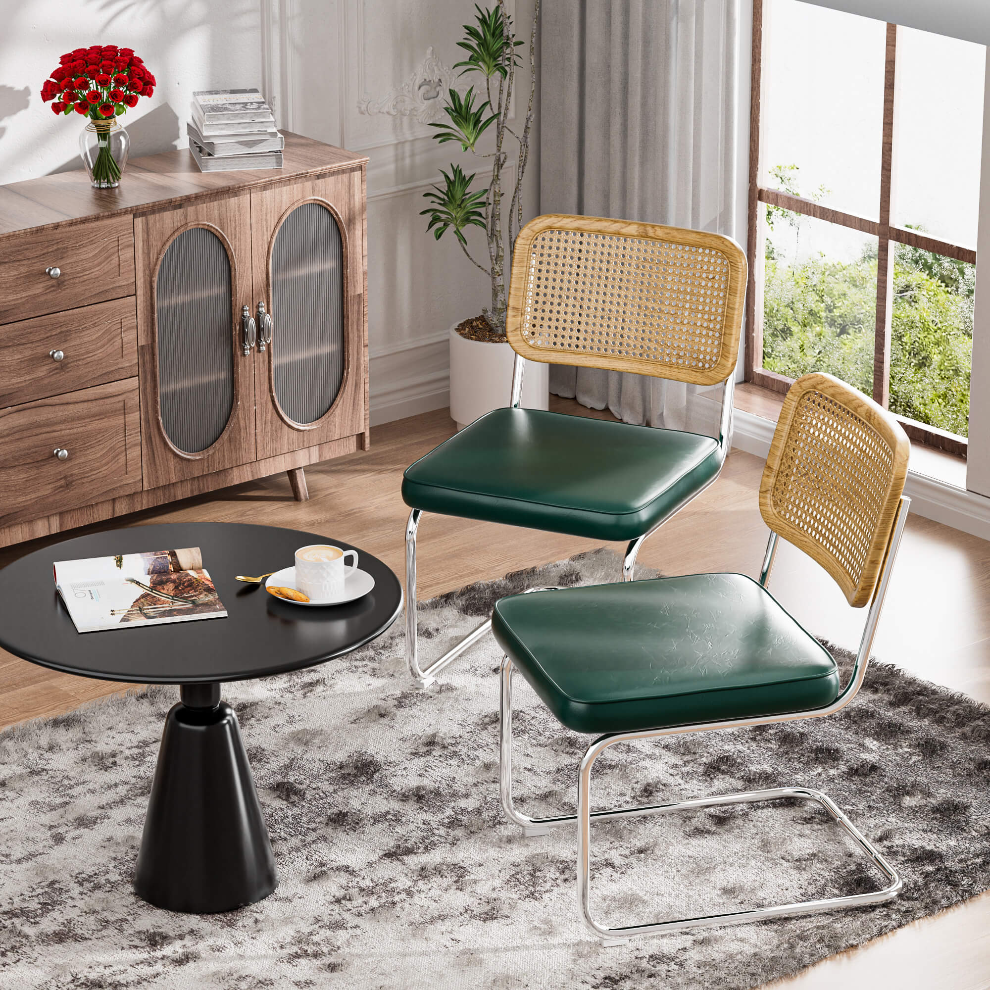 Natural Rattan Dining Chairs Set of 2 - Image 9