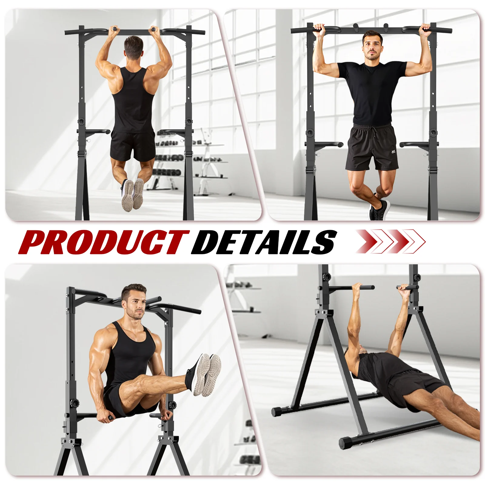 Primy 350 lb Foldable Pull-up Trainer, Home Gym Exercise Pull-up Bar, Freestanding Parallel Bar Strength Training Tower, Strength Training Fitness Equipment - Image 5