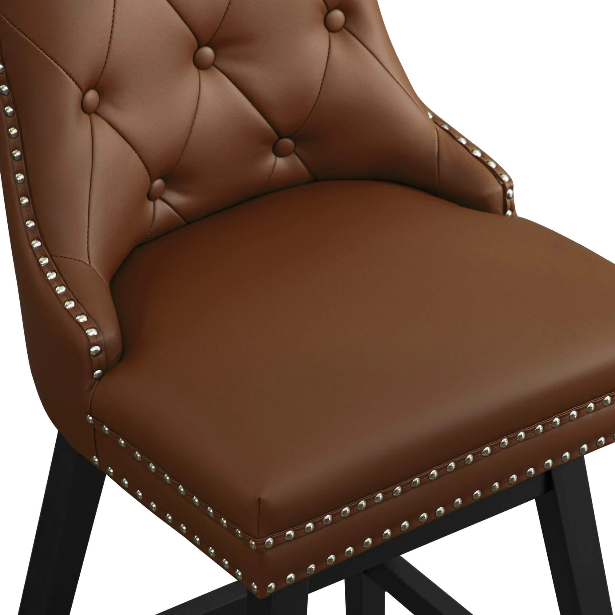 Swivel Bar Stools with Backs and Solid Wood Legs Set of 2 - Image 5