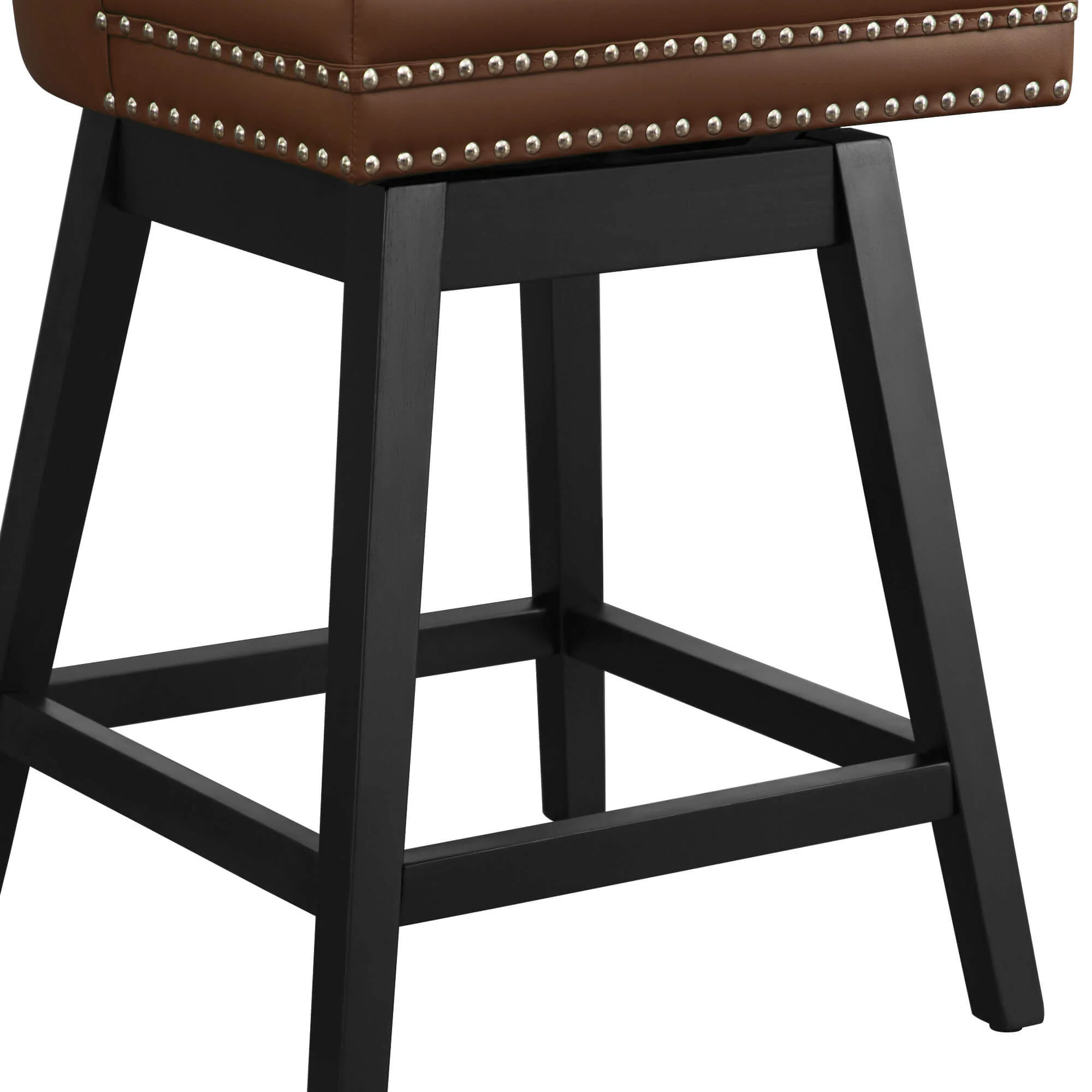 Swivel Bar Stools with Backs and Solid Wood Legs Set of 2 - Image 8