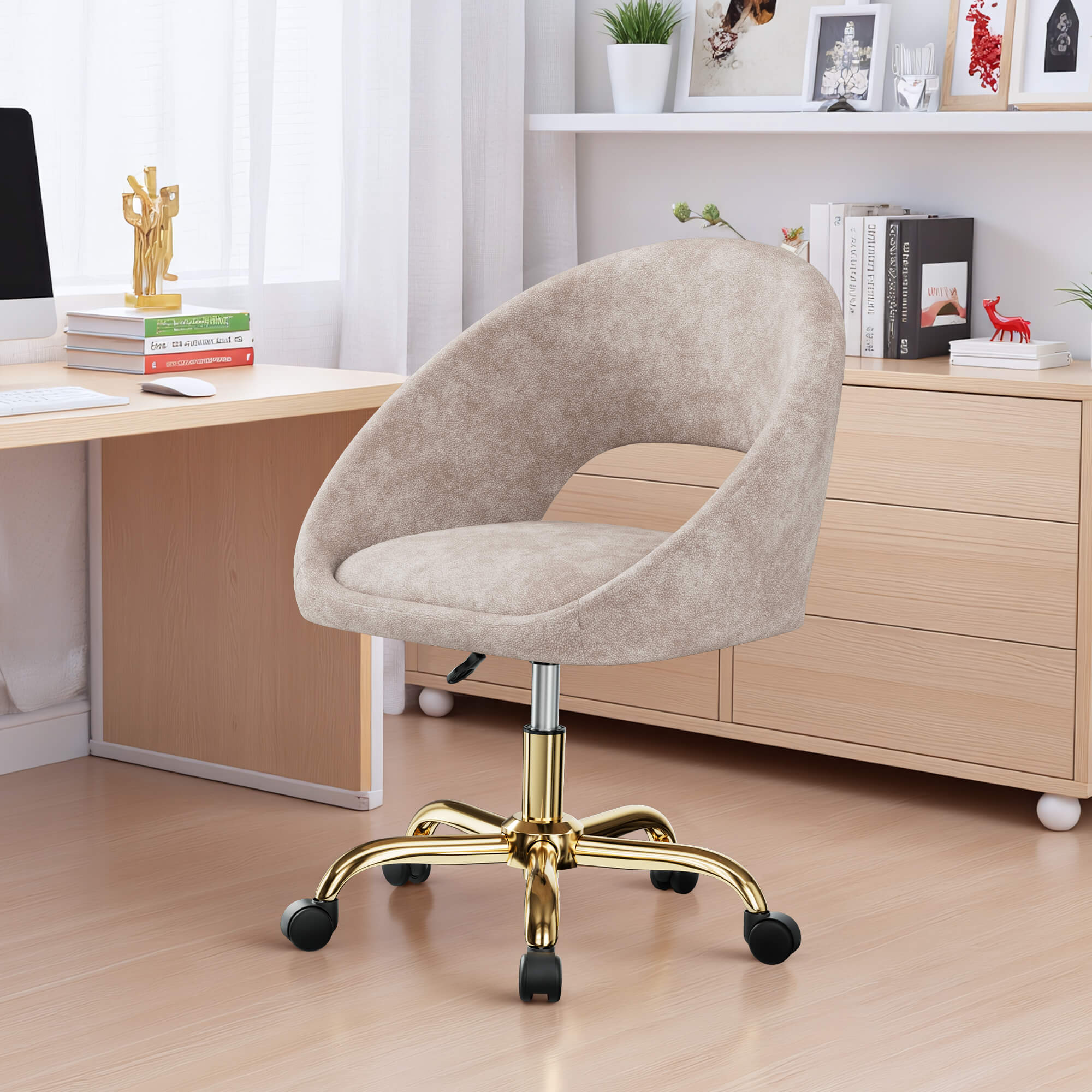 Upholstered Adjustable Swivel Chair with Wheel Base - Image 4