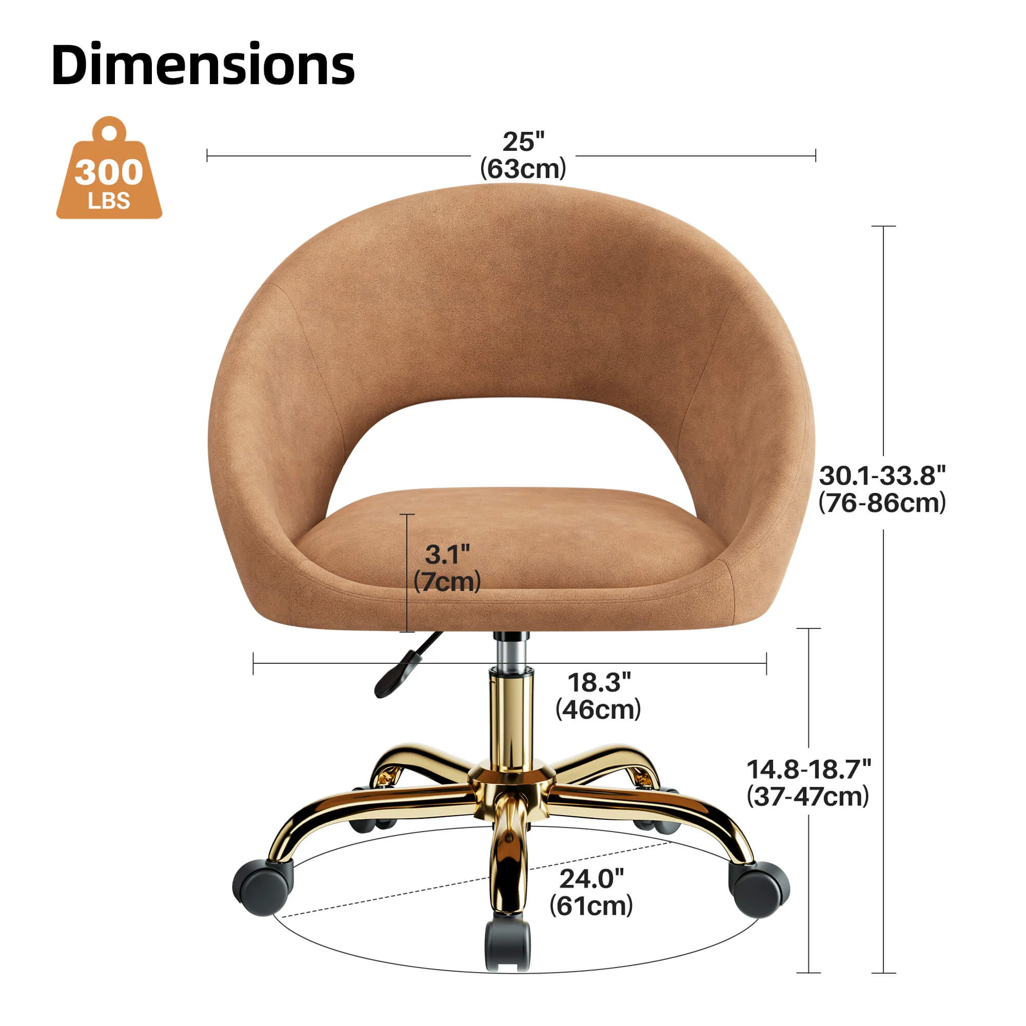 Upholstered Adjustable Swivel Chair with Wheel Base - Image 9