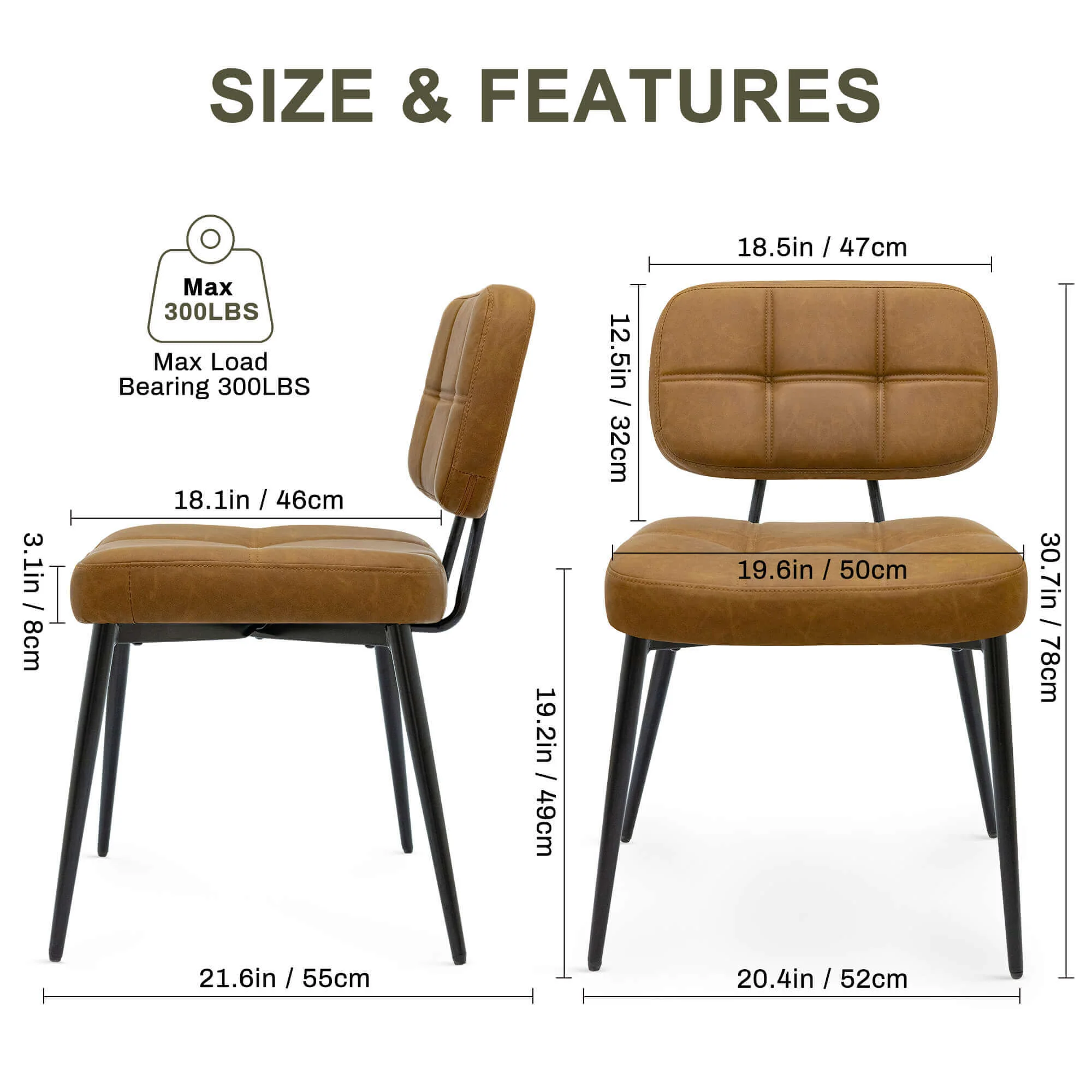 Upholstered Side Dining Chairs Set of 2 - Image 7