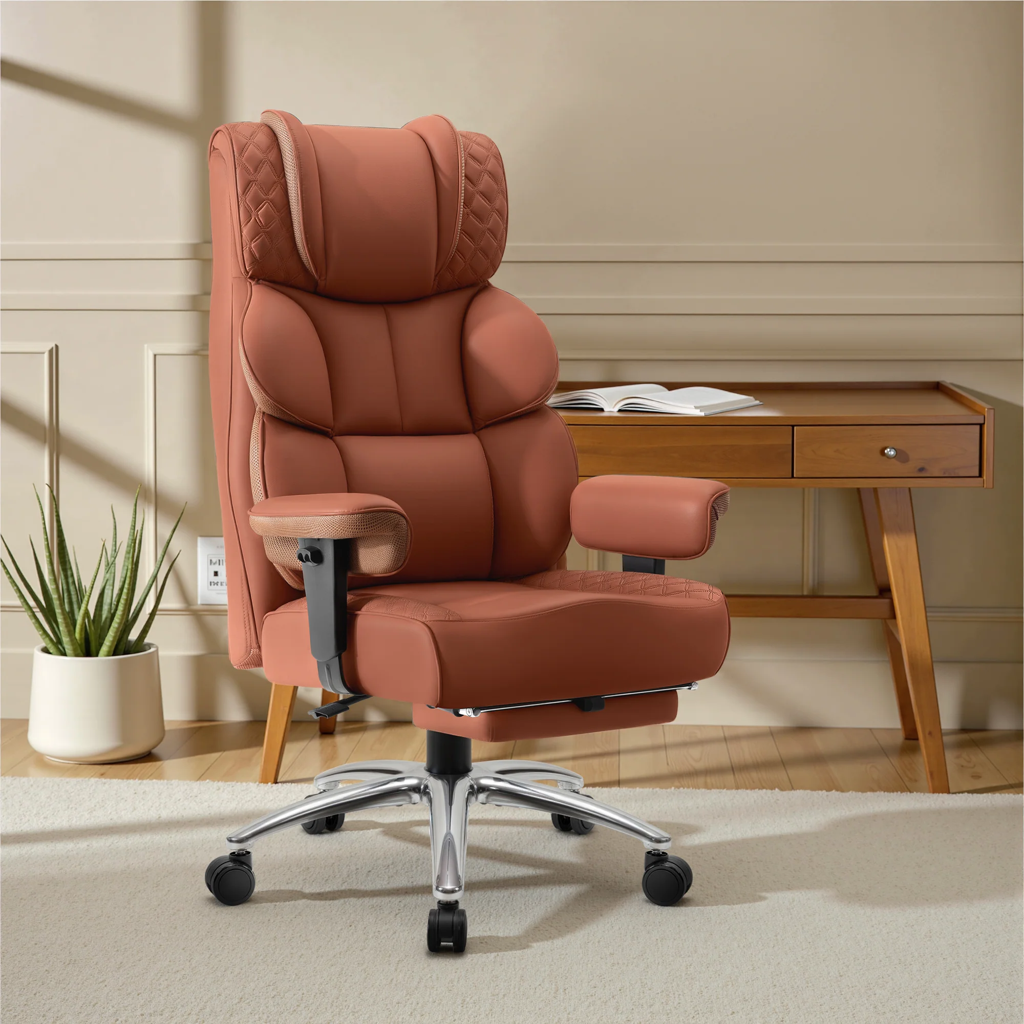 Big and Tall Leather Executive Back Support Office Chair - Image 8