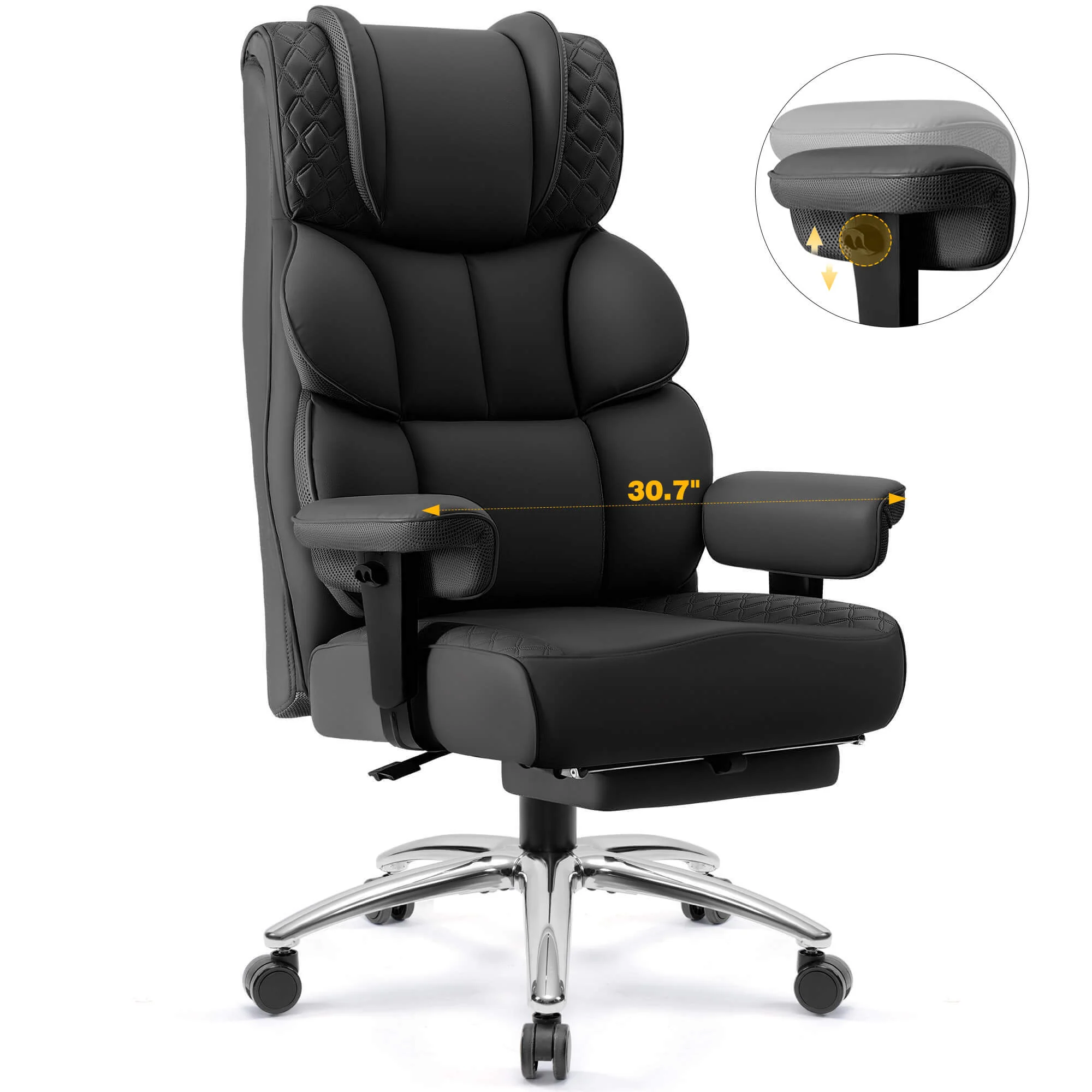 Widened Big and Tall Leather Executive Back Support Office Chair 309 - Image 6